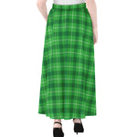 Shamrock Green Plaid Pattern Print Chiffon Maxi Skirt