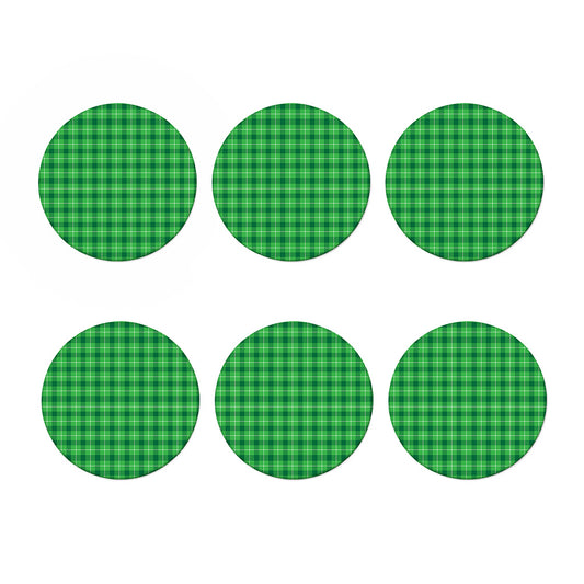 Shamrock Green Plaid Pattern Print Coaster Set