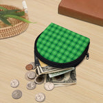 Shamrock Green Plaid Pattern Print Coin Purse