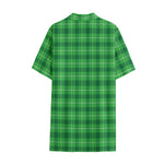 Shamrock Green Plaid Pattern Print Cotton Hawaiian Shirt