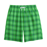 Shamrock Green Plaid Pattern Print Cotton Shorts