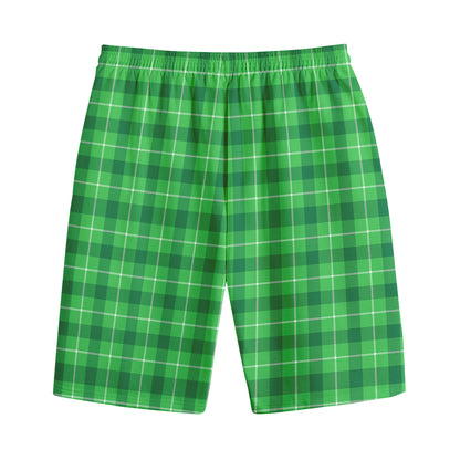 Shamrock Green Plaid Pattern Print Cotton Shorts
