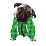 Shamrock Green Plaid Pattern Print Dog Zip Up Hoodie