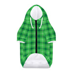 Shamrock Green Plaid Pattern Print Dog Zip Up Hoodie