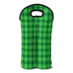 Shamrock Green Plaid Pattern Print Double Neoprene Wine Tote