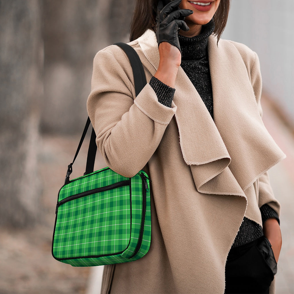 Shamrock Green Plaid Pattern Print Double Strap Bible Bag
