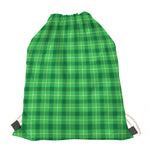 Shamrock Green Plaid Pattern Print Drawstring Bag