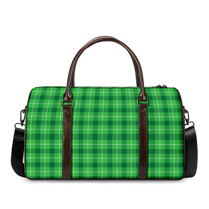 Shamrock Green Plaid Pattern Print Duffle Bag