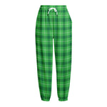 Shamrock Green Plaid Pattern Print Fleece Lined Knit Pants
