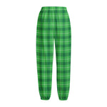 Shamrock Green Plaid Pattern Print Fleece Lined Knit Pants