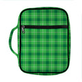 Shamrock Green Plaid Pattern Print Front Pocket Bible Bag