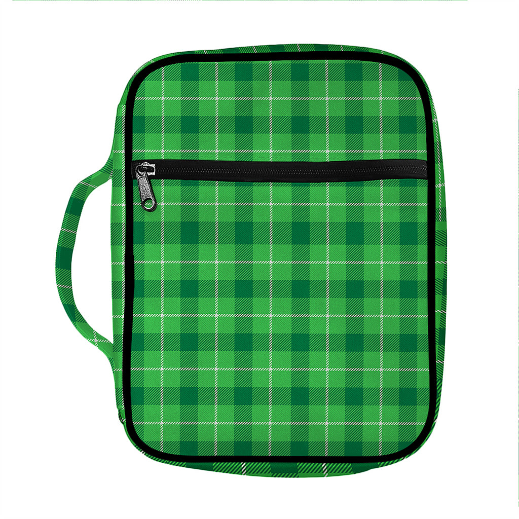 Shamrock Green Plaid Pattern Print Front Pocket Bible Bag