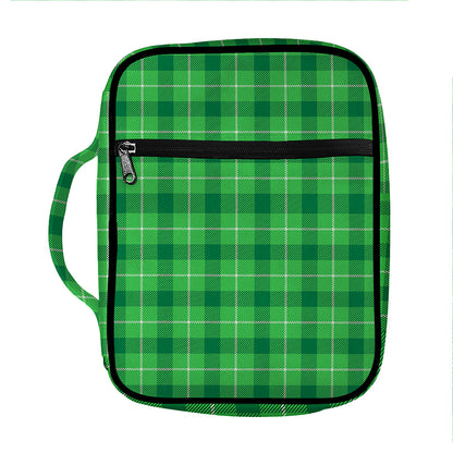 Shamrock Green Plaid Pattern Print Front Pocket Bible Bag