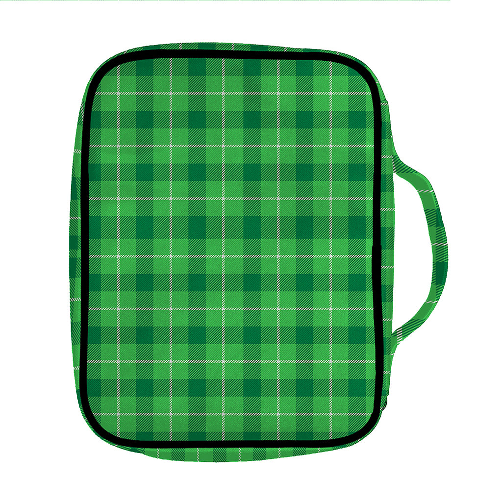 Shamrock Green Plaid Pattern Print Front Pocket Bible Bag