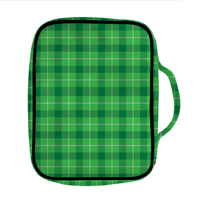 Shamrock Green Plaid Pattern Print Front Pocket Bible Bag