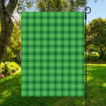 Shamrock Green Plaid Pattern Print Garden Flag