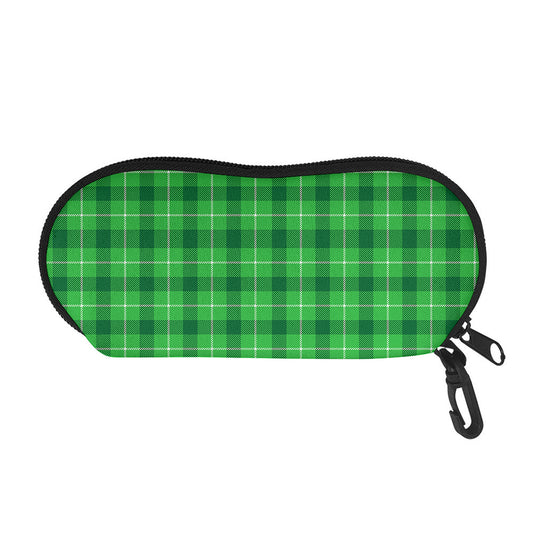 Shamrock Green Plaid Pattern Print Glasses Case