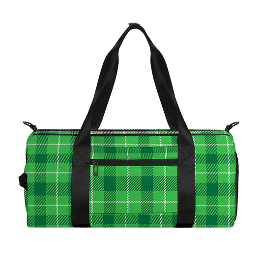 Shamrock Green Plaid Pattern Print Gym Bag