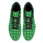 Shamrock Green Plaid Pattern Print High Top Leather Sneakers