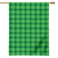 Shamrock Green Plaid Pattern Print House Flag