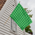Shamrock Green Plaid Pattern Print House Flag