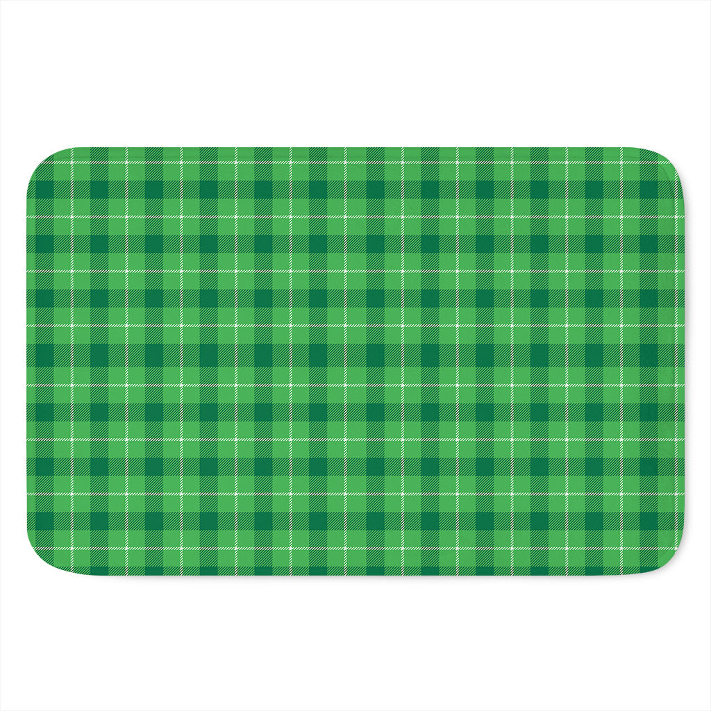 Shamrock Green Plaid Pattern Print Indoor Door Mat