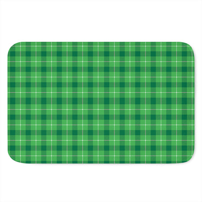 Shamrock Green Plaid Pattern Print Indoor Door Mat