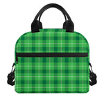 Shamrock Green Plaid Pattern Print Insulated Lunch Bag