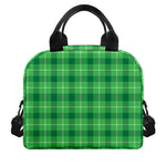 Shamrock Green Plaid Pattern Print Insulated Lunch Bag