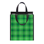 Shamrock Green Plaid Pattern Print Insulated Lunch Tote