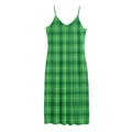 Shamrock Green Plaid Pattern Print Jersey Midi Cami Dress