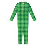 Shamrock Green Plaid Pattern Print Jumpsuit