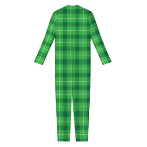 Shamrock Green Plaid Pattern Print Jumpsuit