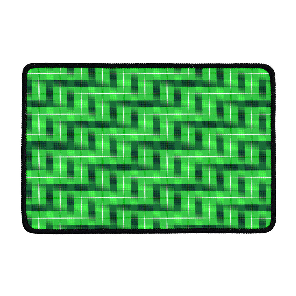 Shamrock Green Plaid Pattern Print Kitchen Mat