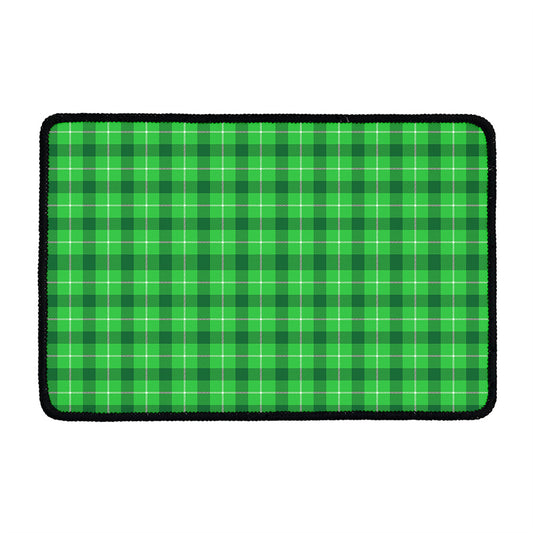 Shamrock Green Plaid Pattern Print Kitchen Mat