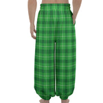 Shamrock Green Plaid Pattern Print Lantern Pants