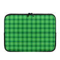 Shamrock Green Plaid Pattern Print Laptop Sleeve