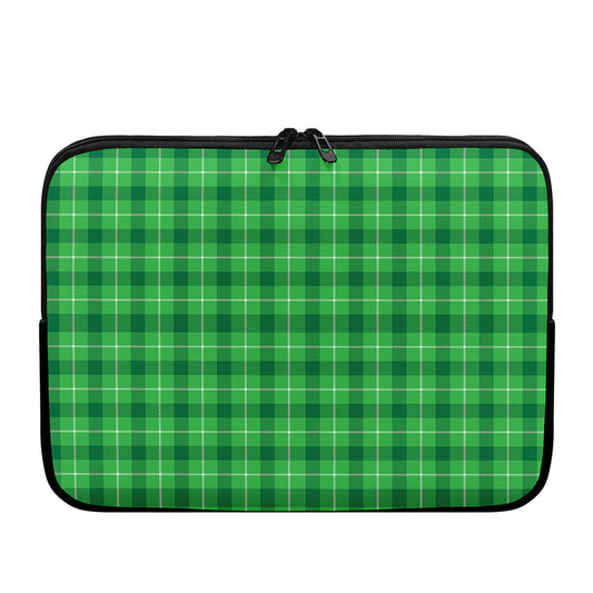 Shamrock Green Plaid Pattern Print Laptop Sleeve