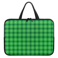 Shamrock Green Plaid Pattern Print Laptop Sleeve With Handle