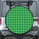 Shamrock Green Plaid Pattern Print Leather Spare Tire Cover