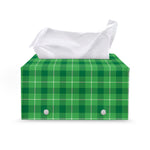 Shamrock Green Plaid Pattern Print Leather Tissue Box Cover