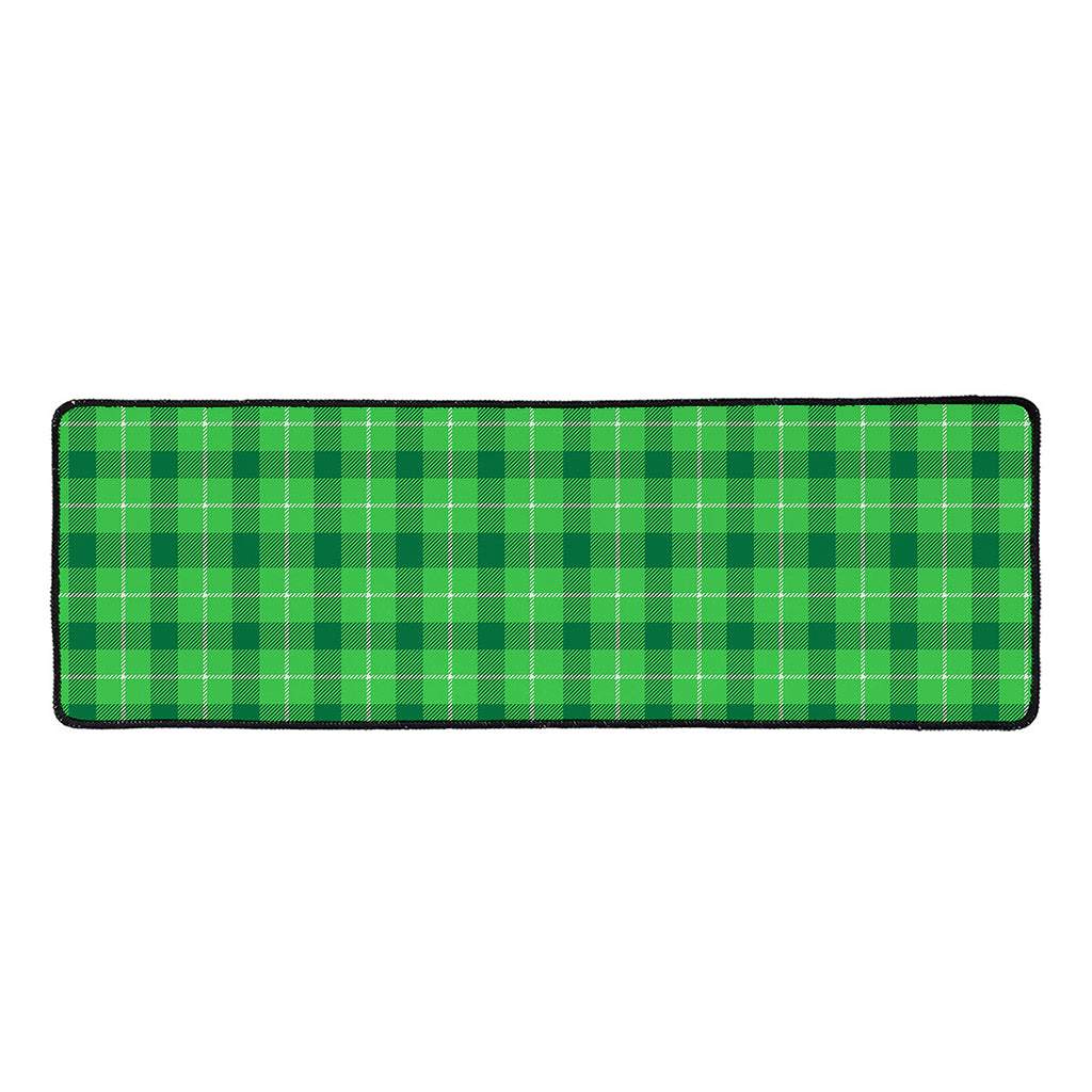 Shamrock Green Plaid Pattern Print Long Kitchen Mat
