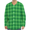 Shamrock Green Plaid Pattern Print Long Sleeve Baseball Jersey