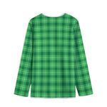 Shamrock Green Plaid Pattern Print Long Sleeve Short Coat