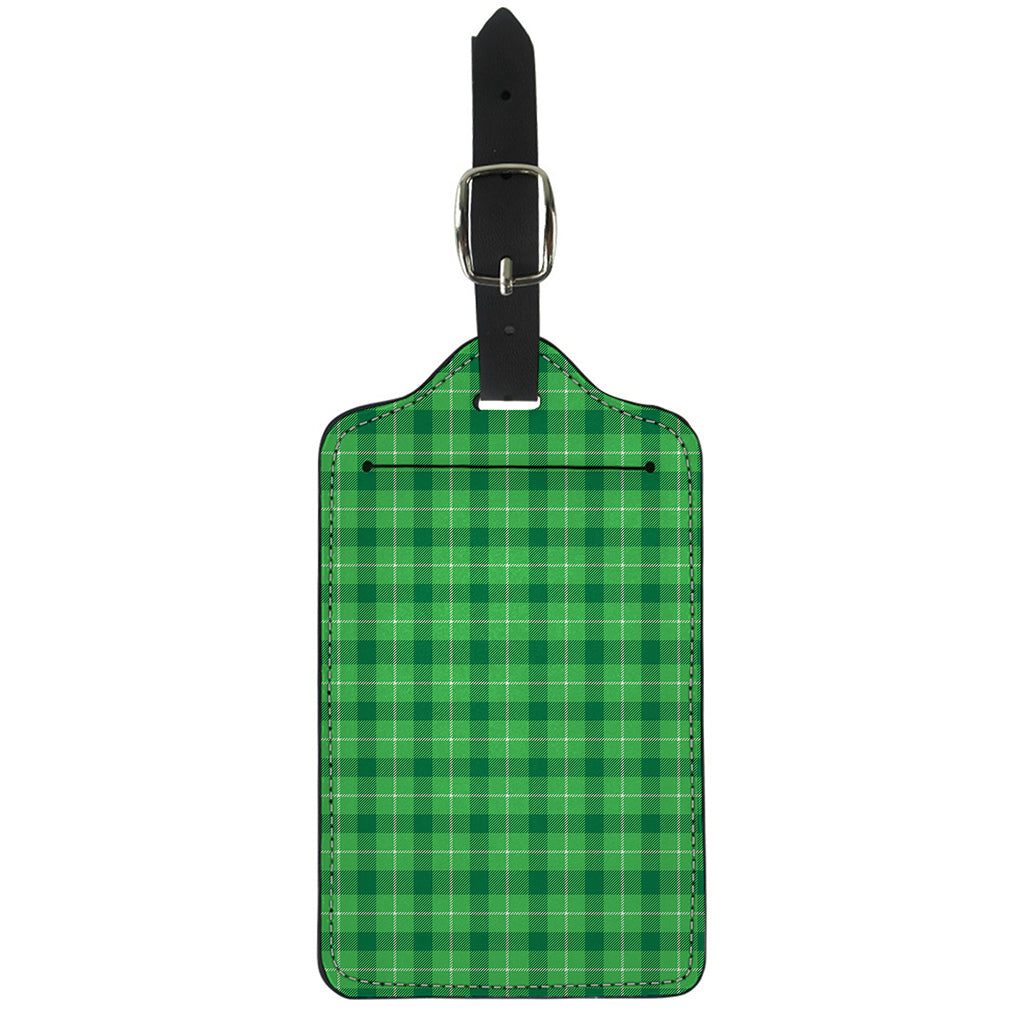 Shamrock Green Plaid Pattern Print Luggage Tag