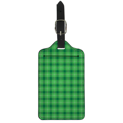 Shamrock Green Plaid Pattern Print Luggage Tag