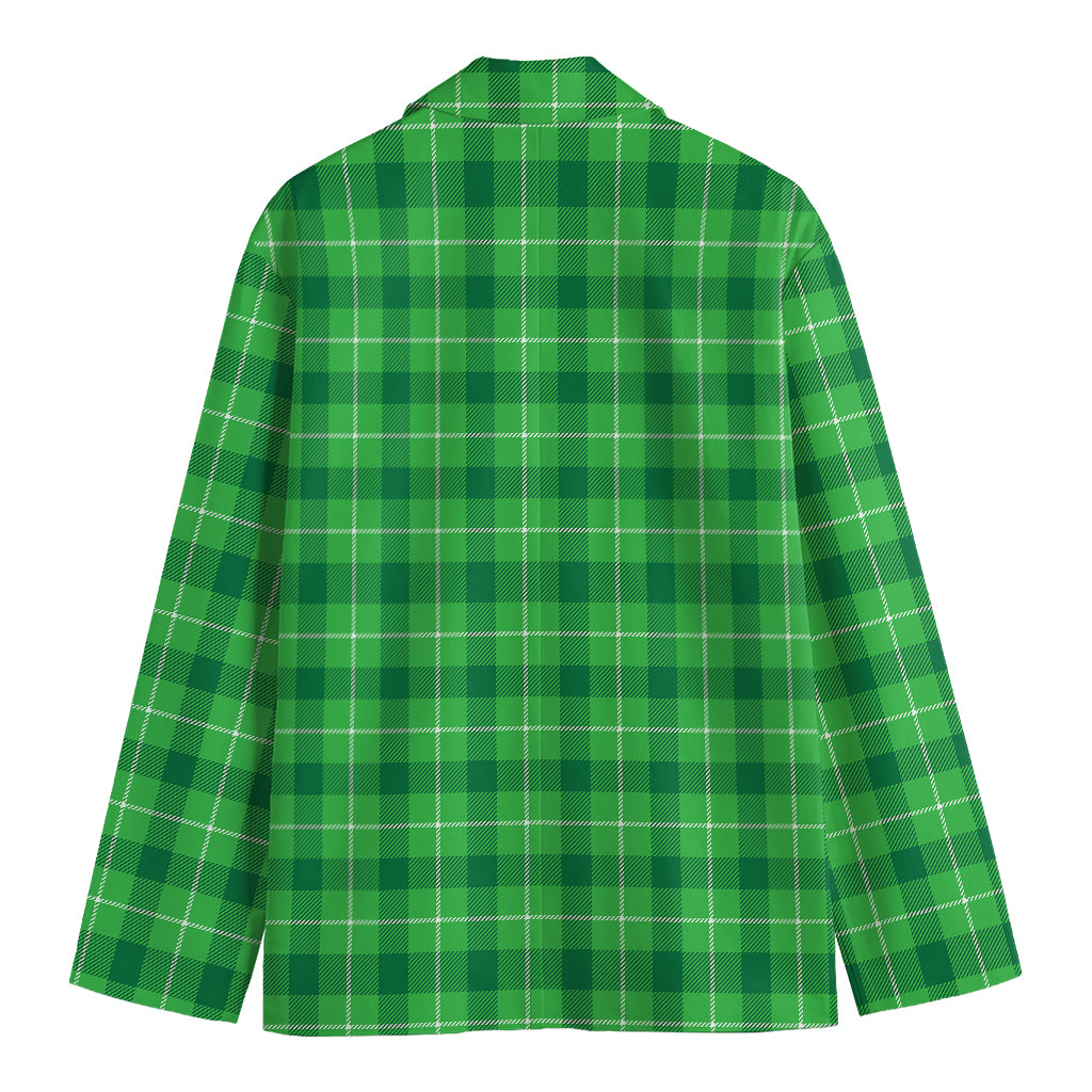 Shamrock Green Plaid Pattern Print Men's Blazer