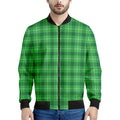 Shamrock Green Plaid Pattern Print Men's Bomber Jacket