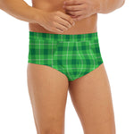 Shamrock Green Plaid Pattern Print Men's Briefs