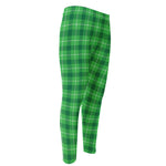 Shamrock Green Plaid Pattern Print Men's Compression Pants